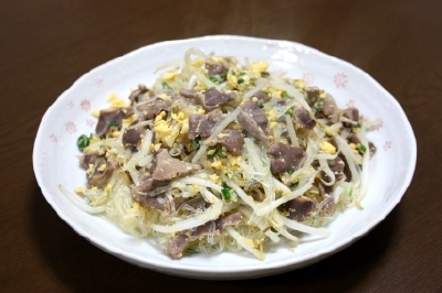 春雨と砂肝炒め