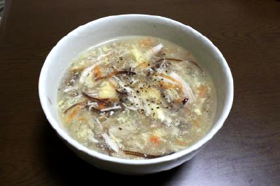 鶏とシイタケのスープ